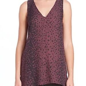 Vince Leopard Print Silk Top